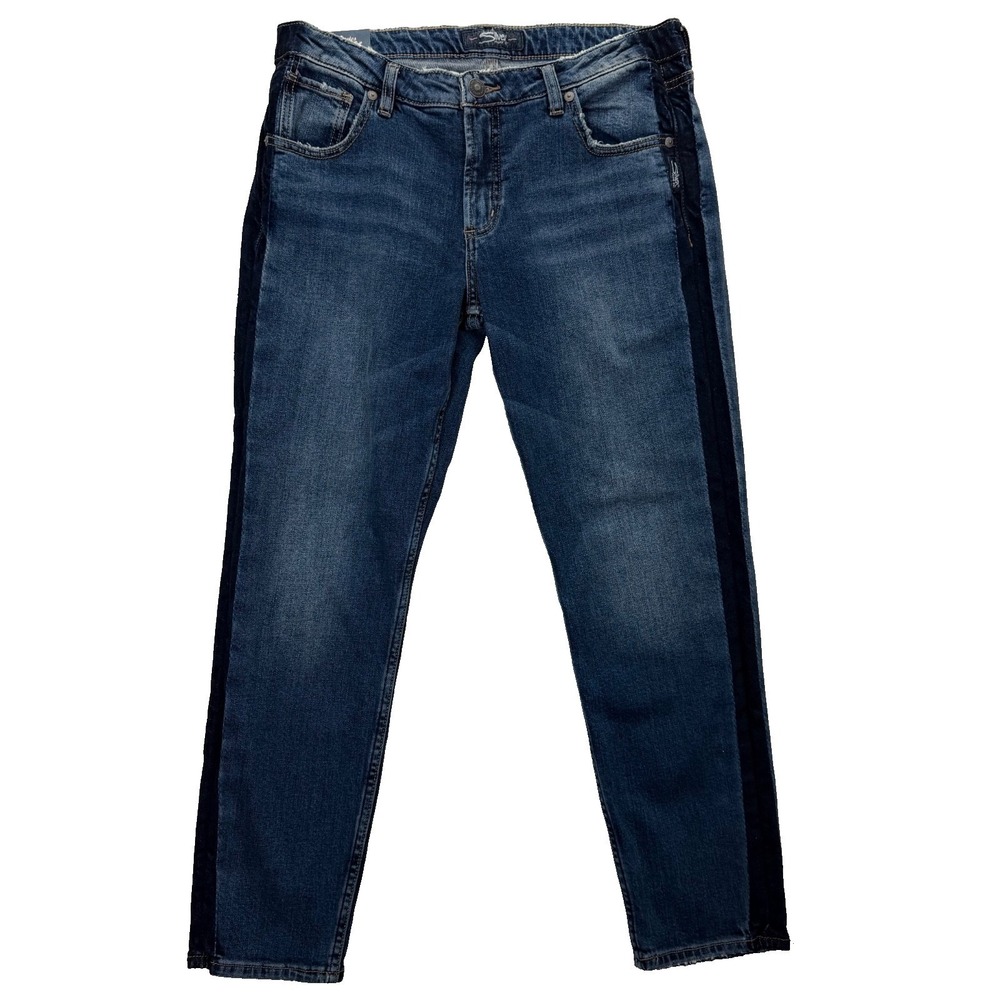 Silver Jeans Vintage Slim Womens 29x27 Blue Stretch Denim Side Stripe